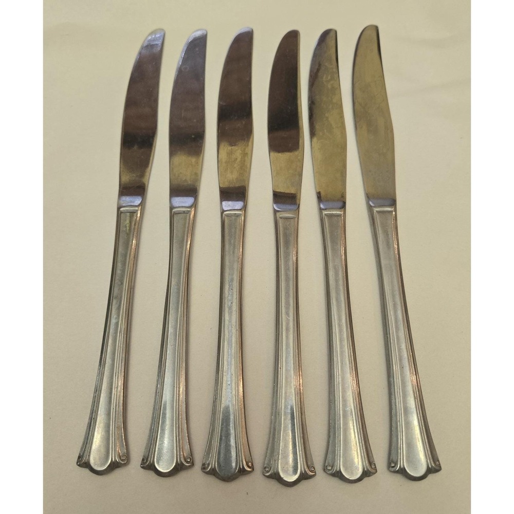 Set 6‎ Dinner Knives Vintage Northland Stainless Steel VOLTAIRE pattern GUC
